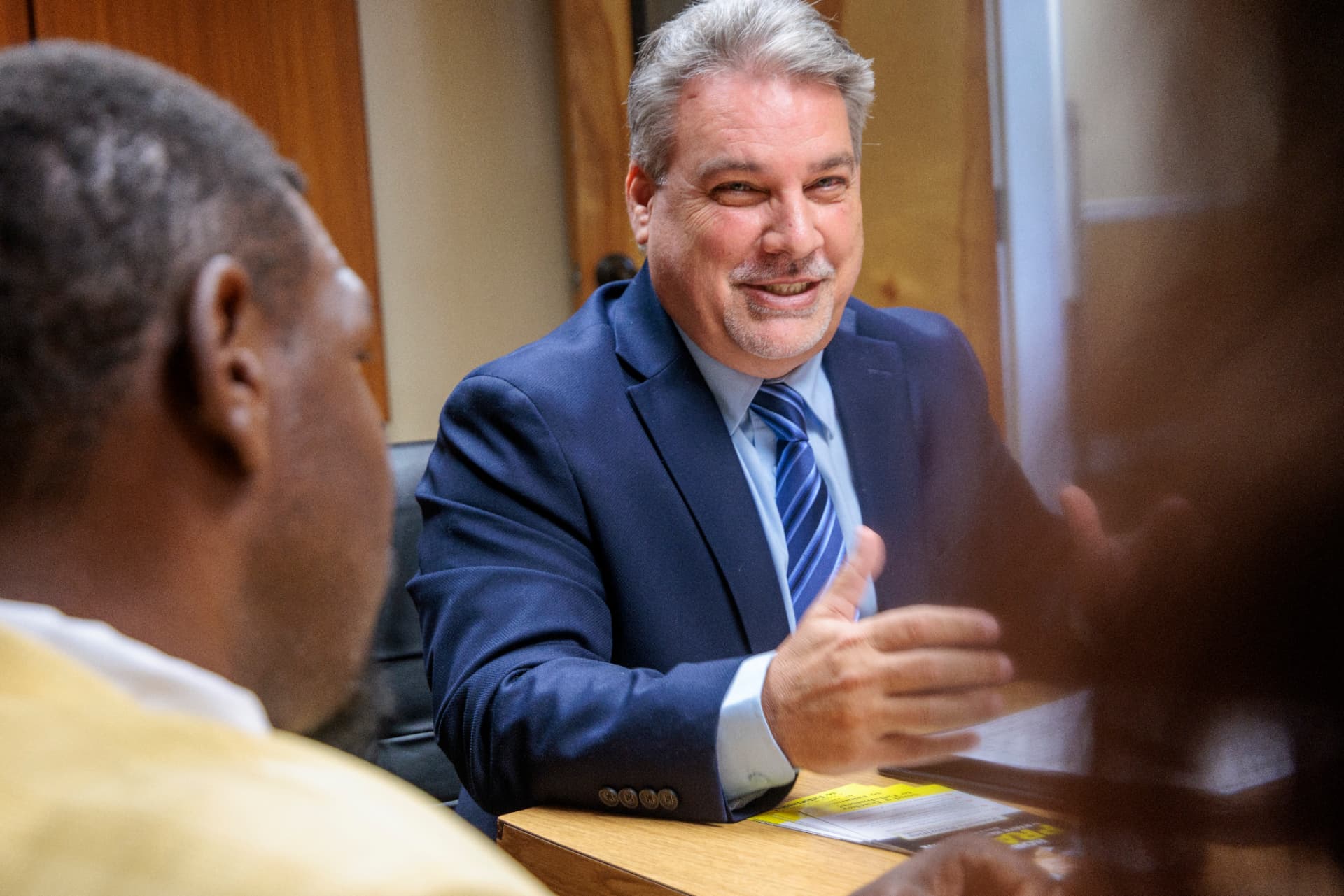 Robert Prater in conversation with community members